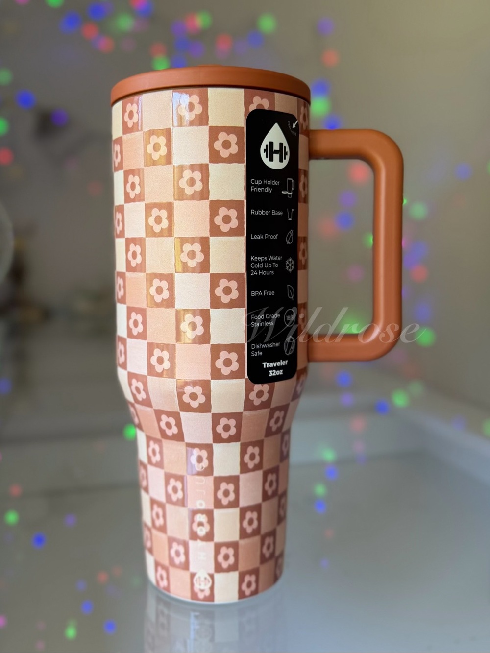 Hydrojug PEACHY PETALS Daisy Checker 32OZ Traveler Limited NEW